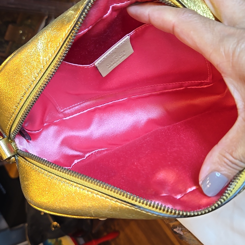 GUCCI Shoulder Bag GG Marmont Leather Faux Pearl Gold 447632  - COA Included - Picture 14 of 16